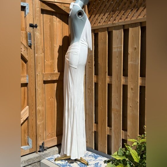 🆕 RAT & BOA 🧿 NWOT Winona White Slinky Cowl Neck Jersey Gown, Sz XXS - Picture 8 of 15